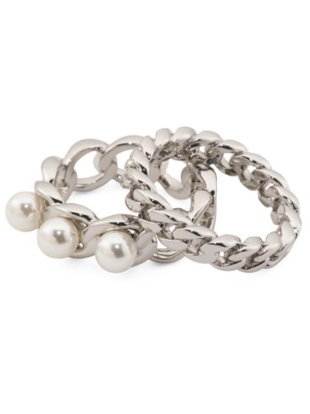 All Saints Rue Chain Ring Set Silver Medium New